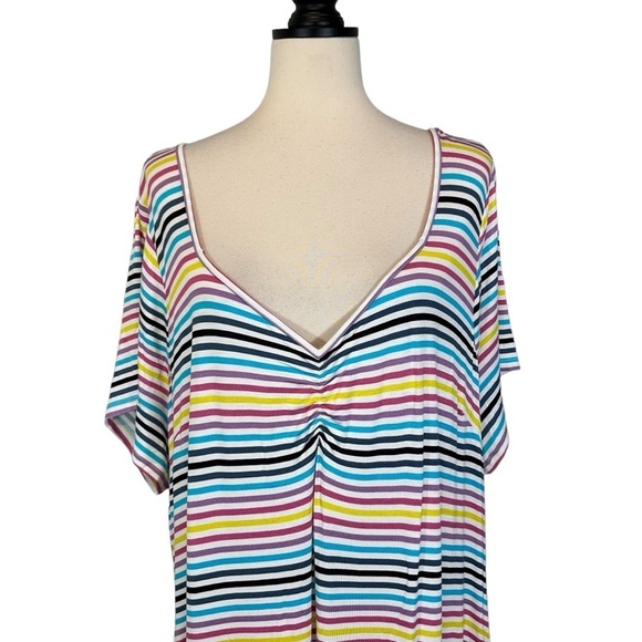 Lane Bryant Midi Dress Rainbow Stripe V-Neck with Pockets NWT Size 26/28 B32#25 - Picture 2 of 11